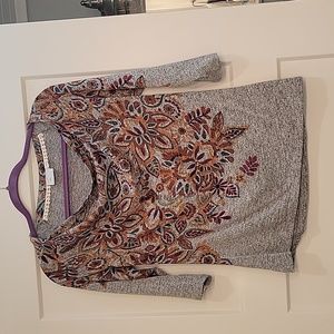 Anthropologie 3/4 Sleeve Floral Top